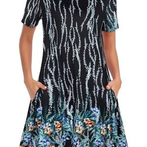 Chic Black Floral Dress Long Sleeve